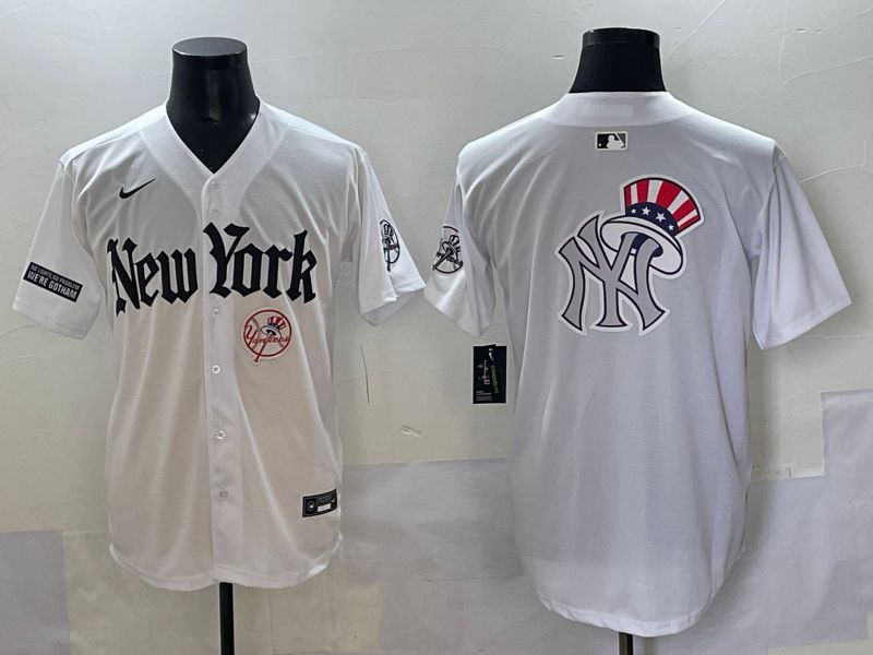 Men 2025 New York Yankees Blank White Five generations Joint Name Nike MLB Jersey style 76->new york yankees->MLB Jersey